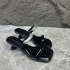 2025 Summer New Women's Shoes Casual High Heels Mid-heel Leak Toe Half-drag Sandals Pedal One-word Slippers Pedal
