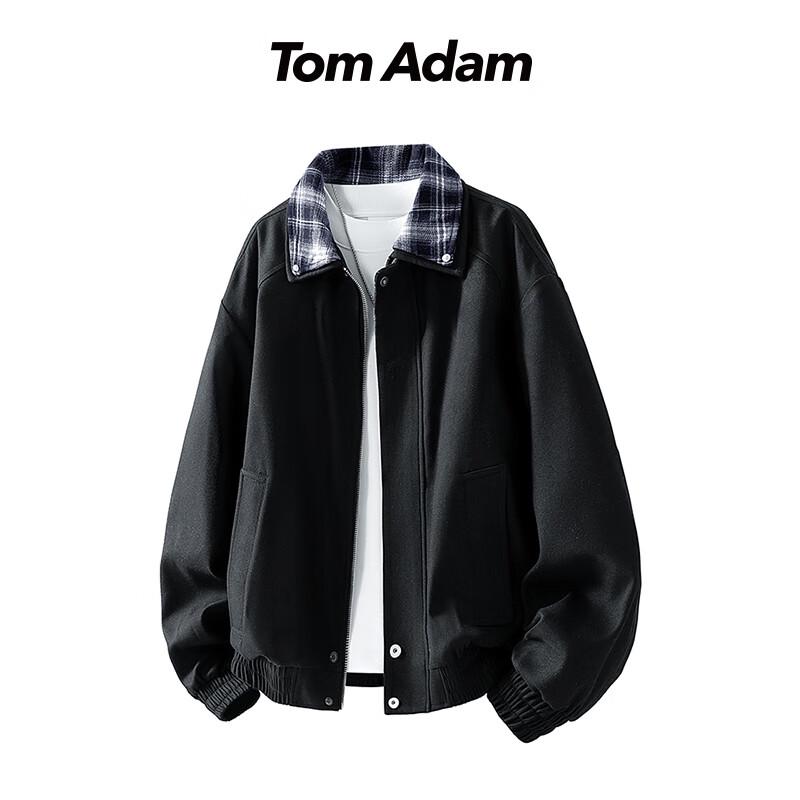

TOM ADAM Men s Spliced Lapel Trench Coat Jacket 4XL