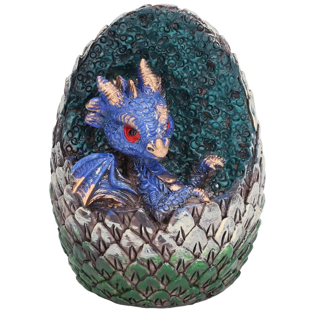 Dragon Egg Resin Material Interesting Decorative Cute Vivid Garden Animal Figurines for Living RoomBlue Dragon
