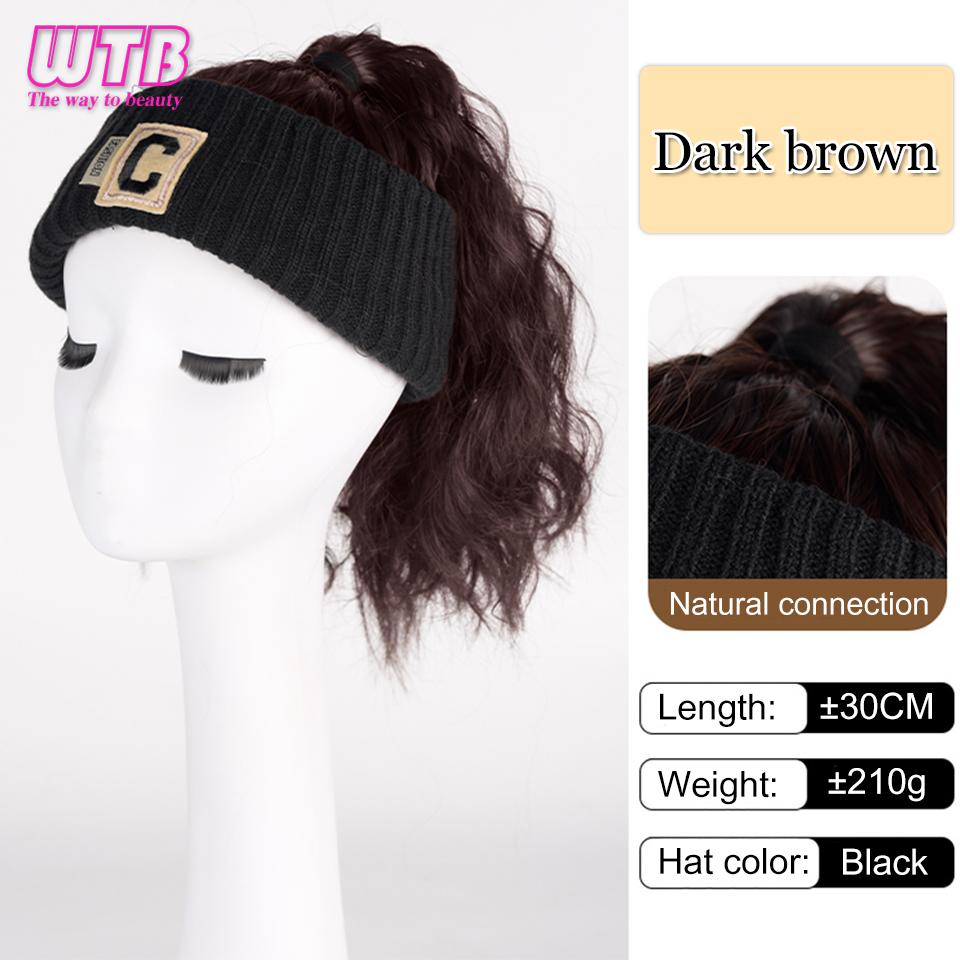 

Женский синтетический парик WTB, цельный модный осенне-зимний парик с полосой для волос, пустой цилиндр, вьющийся хвост, натуральный пушистый парик