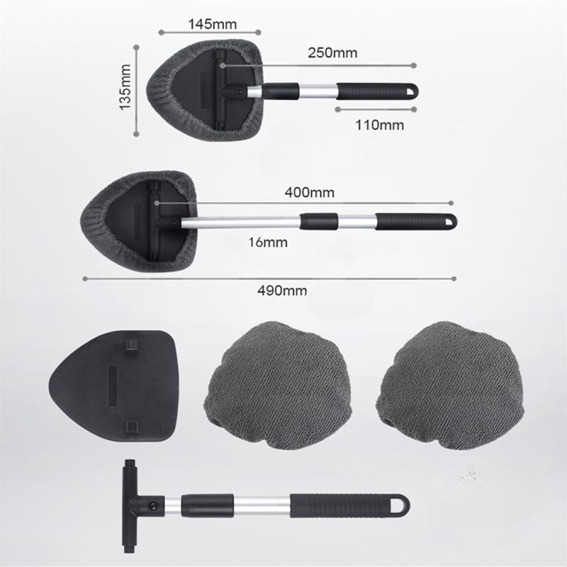 

Windshield Cleaner, Car Windshield Cleaning Tool Inside , Washable Microfiber Pads and Extendable Handle Auto Glass Wiper Kit сірий колір