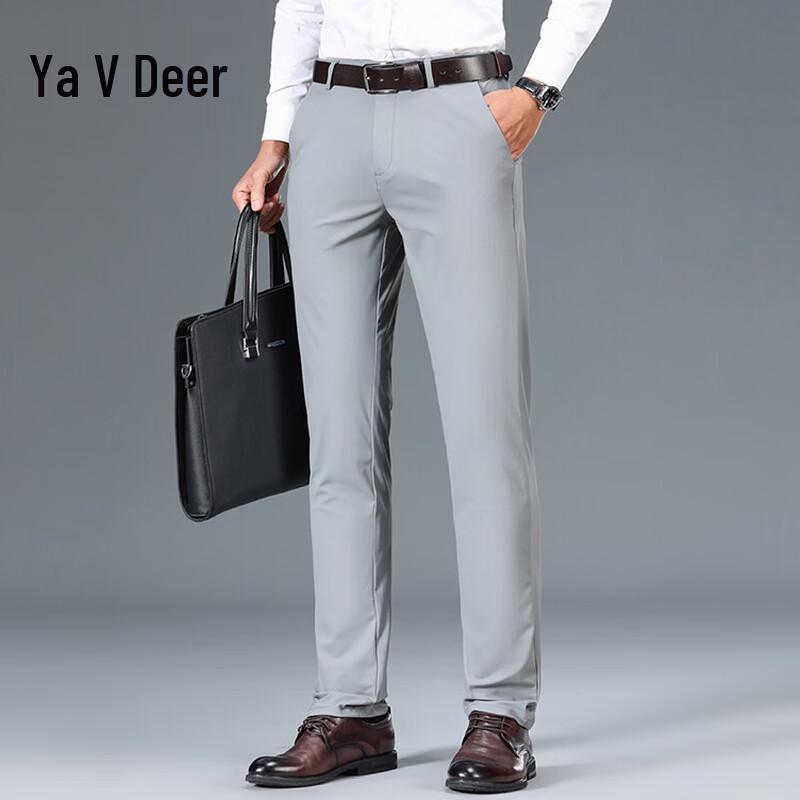 Yalu Men s Ice Silk Wrinkle-Free Slim Fit Casual Business Pants 34