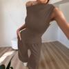 Summer Women's Solid Color Sleeveless Vest Trousers Fashion Suit Sexy Casual Two-piece Set