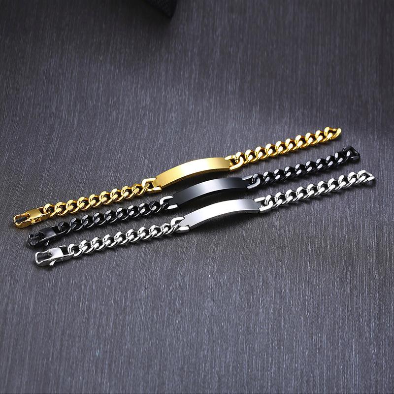 Vnox Bracelets d'Identification en Acier Inoxydable 9mm pour Hommes Personnaliser Nom Image Cadeau Unique Bracelets à Maillons