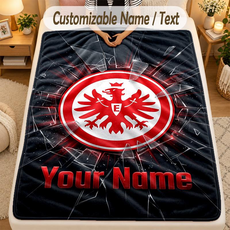 Flannel BlanketEintracht Frankfurt Custom Name Text Personalized Soft Warm Throw Blanket Home Decor Gift