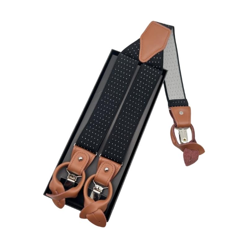 Suspenders For Men And Women Leather Pants Strap And Metal Clips Duable Elastic Polyester Adjustable Pants Accessory