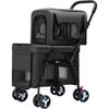 Pet Travel Carrier Strolling Cart Double Pet Stroller for Dog Cats Quick-Folding Dog Stroller Carrier with Detachable Carriers
