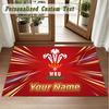 Crystal Velvet Square Rug Custom NameWales Rugby Pattern Non Slip Home Floor Decor Rug