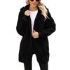 New Autumn and Winter Style Plaid Jacquard Plush Touch Hooded Pocket Cardigan Jacket for Women