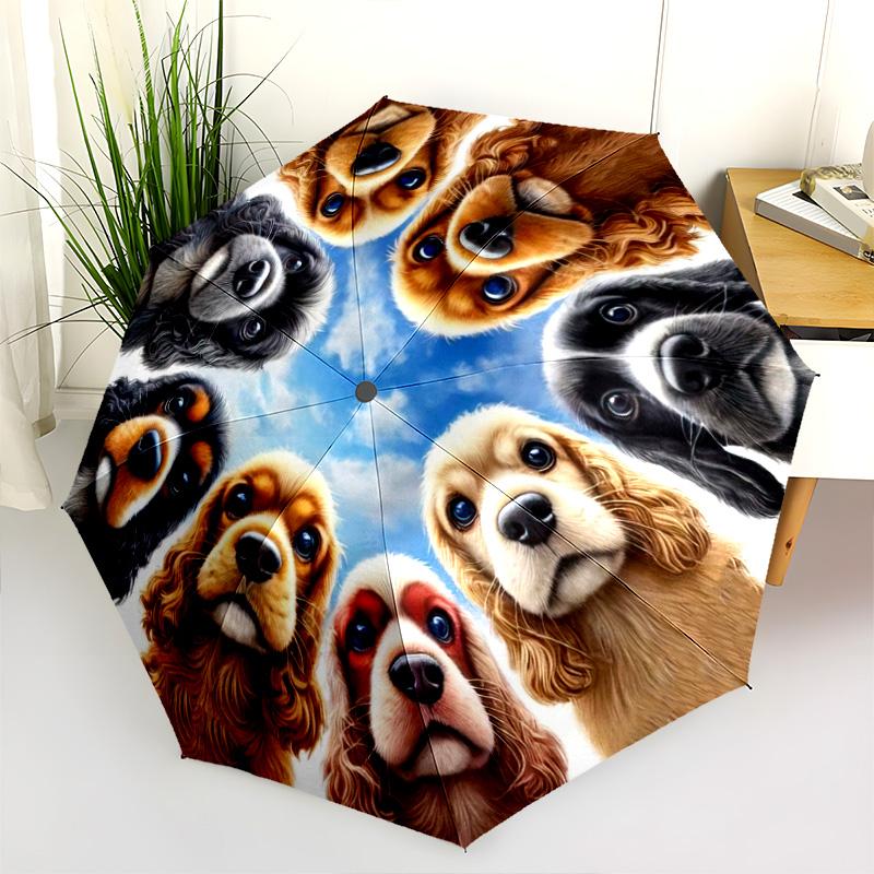 1pc Dog Lover Cute Pet Chihuahua VIP Border Collie Dog Umbrella Portable Folding Umbrella Iron Frame Hole Bone Structure Outdoor Home Umbrella H2