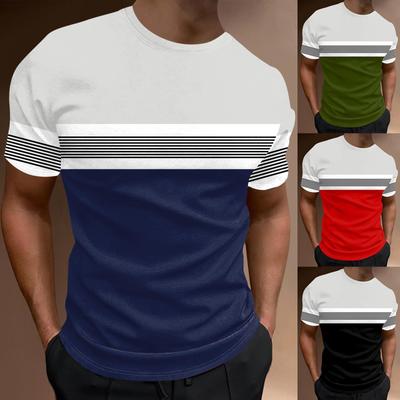 Luxury Brand T-Shirt 2024 Men'S Spring And Summer Leisure Sports Breathable Comfortable Beach Wind Stitched Stripe Color