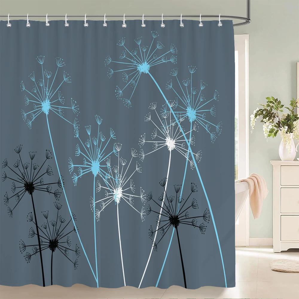 Högkvalitativ Färgstark Blommig Tyg Duschdraperi Vattentät Tryck Blommig Badrumsgardiner för Badrum Dekorera med Krokar