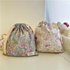 1pcs Forest Style Handmade Floral Cotton Drawstring Bag Vintage Storage Pouch for Underwear Travel Organizer Pouch