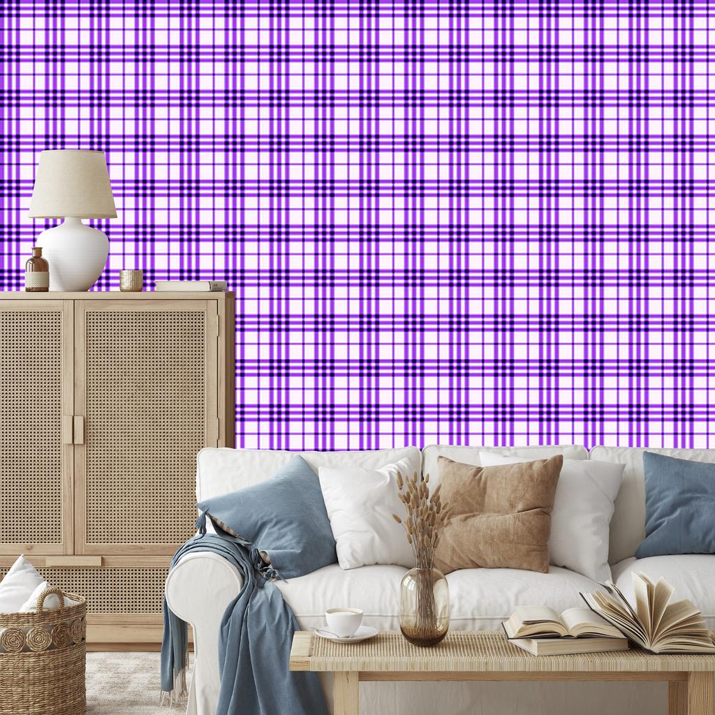 Purple Lavender, Purple and White Checkered Wallpaper 50x1000