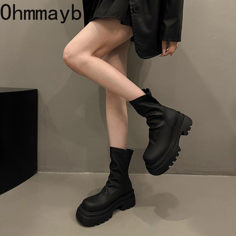 Autumn Winter Slim Women Ankle Boots Female Platform Thick Bottom Short Booties  De Mujer