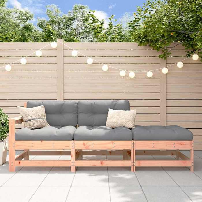 VidaXL Salon de jardin 3 pcs avec coussins bois massif douglas, ensemble de salon, ensemble de salon extérieur, ensemble de 825602