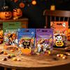Cartoon Print Treat Bags 4PCS Halloween Candy with Handle, Translucent Stand-up Dessert Pouches, Designs Storage Pouches for Party Snacks Self Sealing