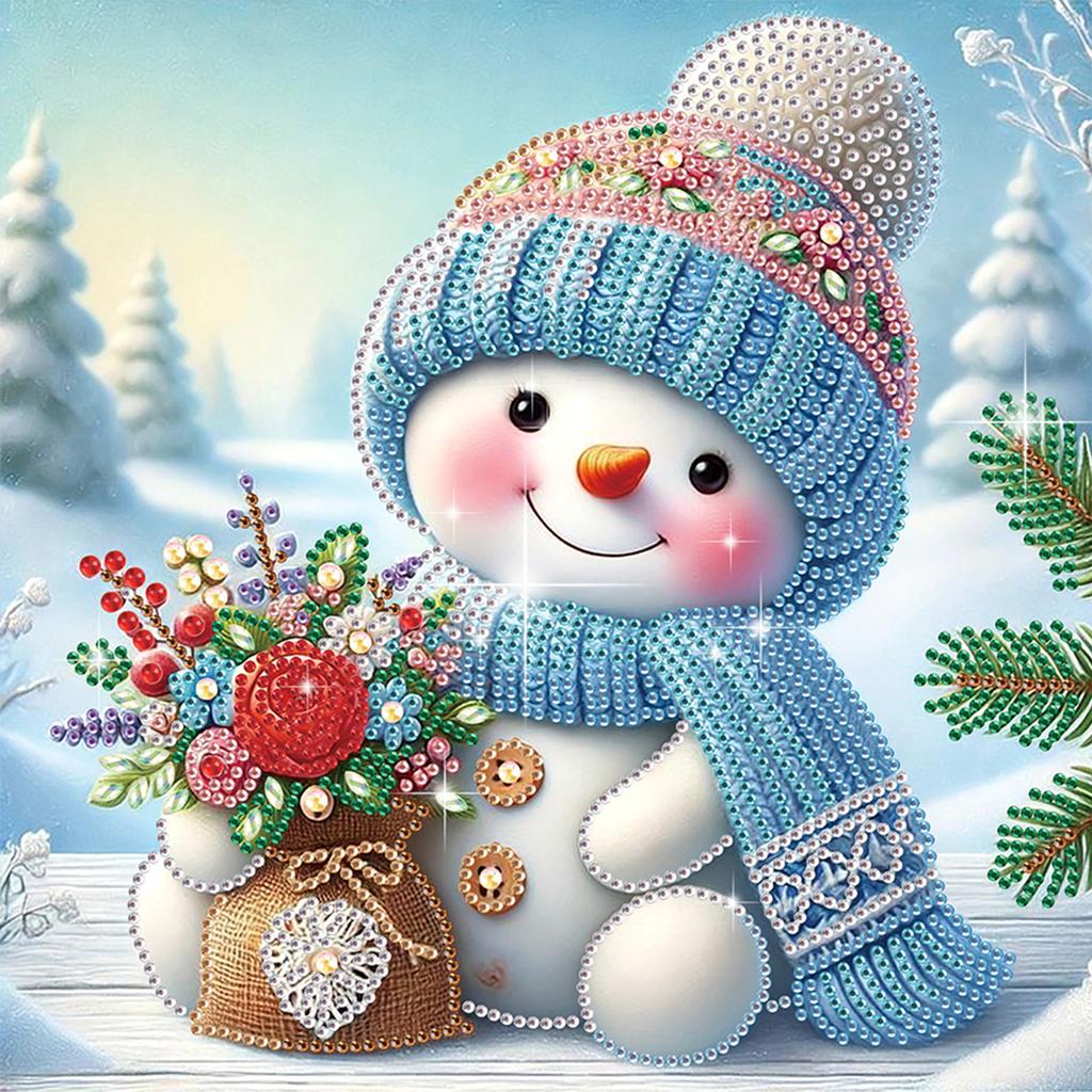 Snowman 5D DIY Diamond Art Painting Kits for Home Wall Decoration Special Shape Partial Drill Dimond Art Paintings 11.81x11.81in
