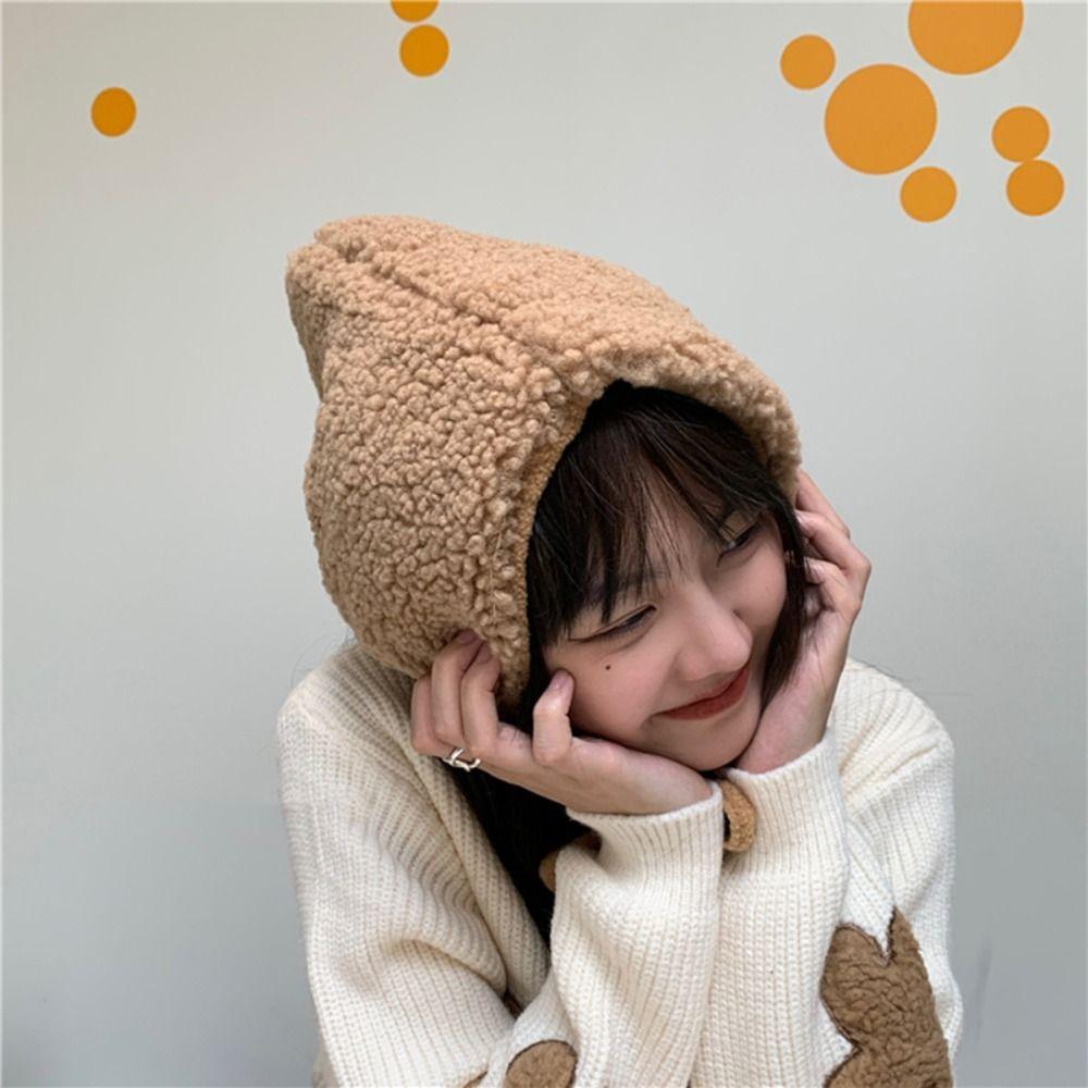 

Beanie Knitted Cap Fluffy Winter Plush Hat Fashion New Year Red Hat Winter/Autumn белый
