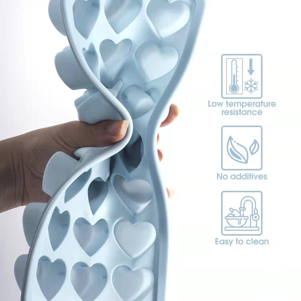Heart Shape Ice Cube Tray For Freezer 21 Holes Silicone Ice Cube Mold with Removable Lid Flexible for Whiskey Cocktail Chocolate