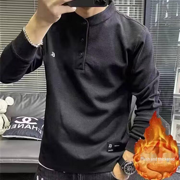 

2023 Men s Trendy Solid Color Long-Sleeve Sweatshirt - Korean Style Round Neck for Spring & Autumn L