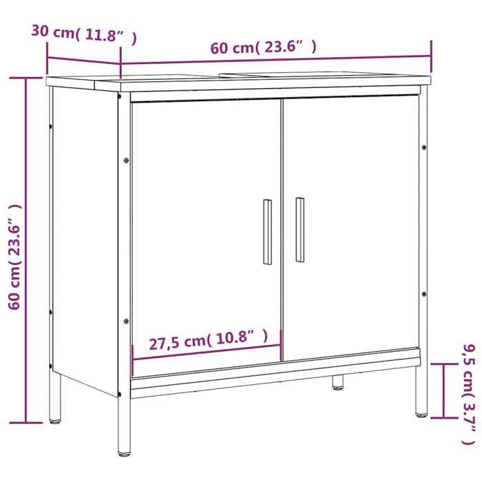 VidaXL Armoire Lavabo de Salle de Bain, Placard sous Vasque avec Porte, Meuble de Rangement, Organisateur de Toilette 842447
