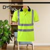 Gut sichtbares Sicherheits-T-Shirt mit Reversknopf und reflektierendem Band. Schnelltrocknendes, atmungsaktives Arbeitskleidungs-Sicherheitsoberteil für Bauarbeiter