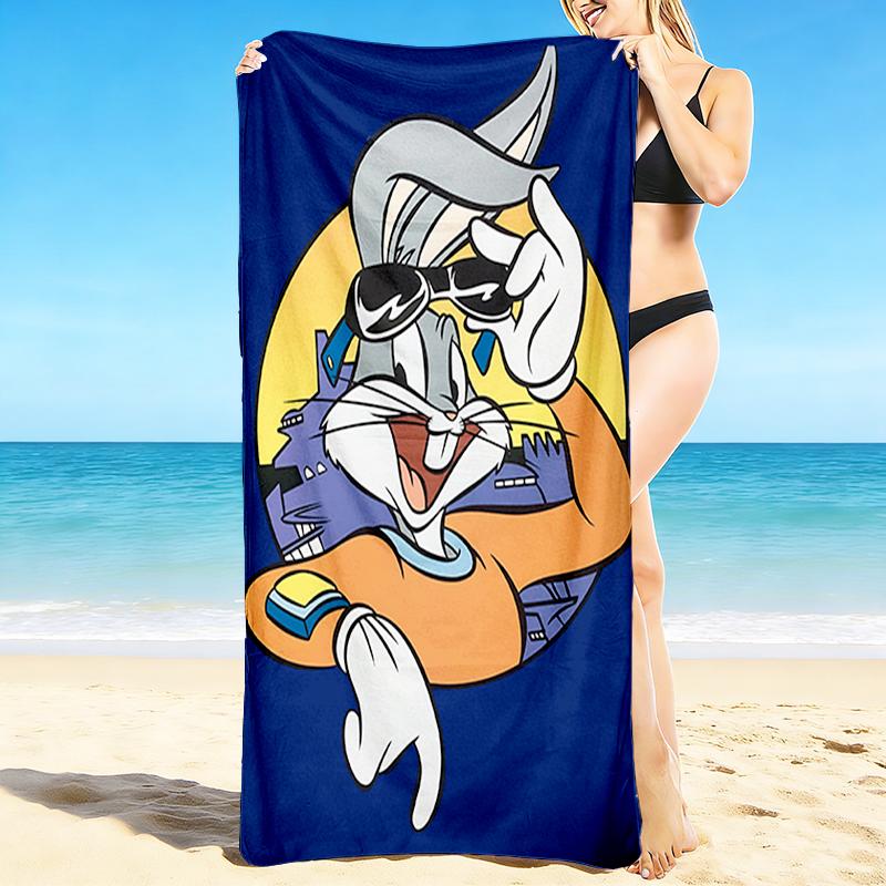 1Pc Bugs Bunny Flight Gear Beach Towel, Quick Dry, Multi-Use for Beach Pool Gym Yoga Home Travel, Christmas, Halloween, Xmas Gift M929263