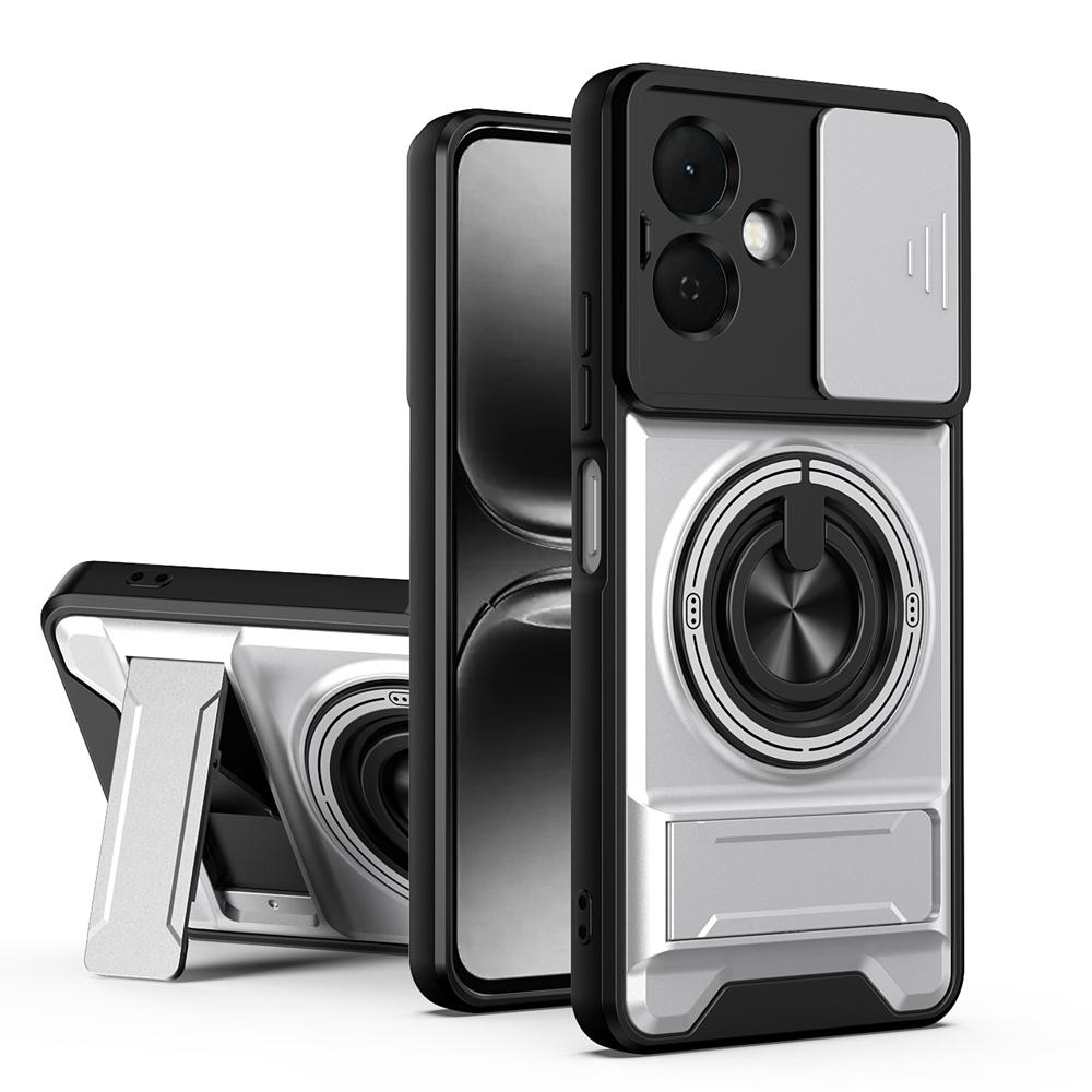 KEYSION Magnetic Phone Case for TECNO Spark Go 2 Slide Camera Protection Upright Kickstand Shockproof Cover for Infinix Smart 10