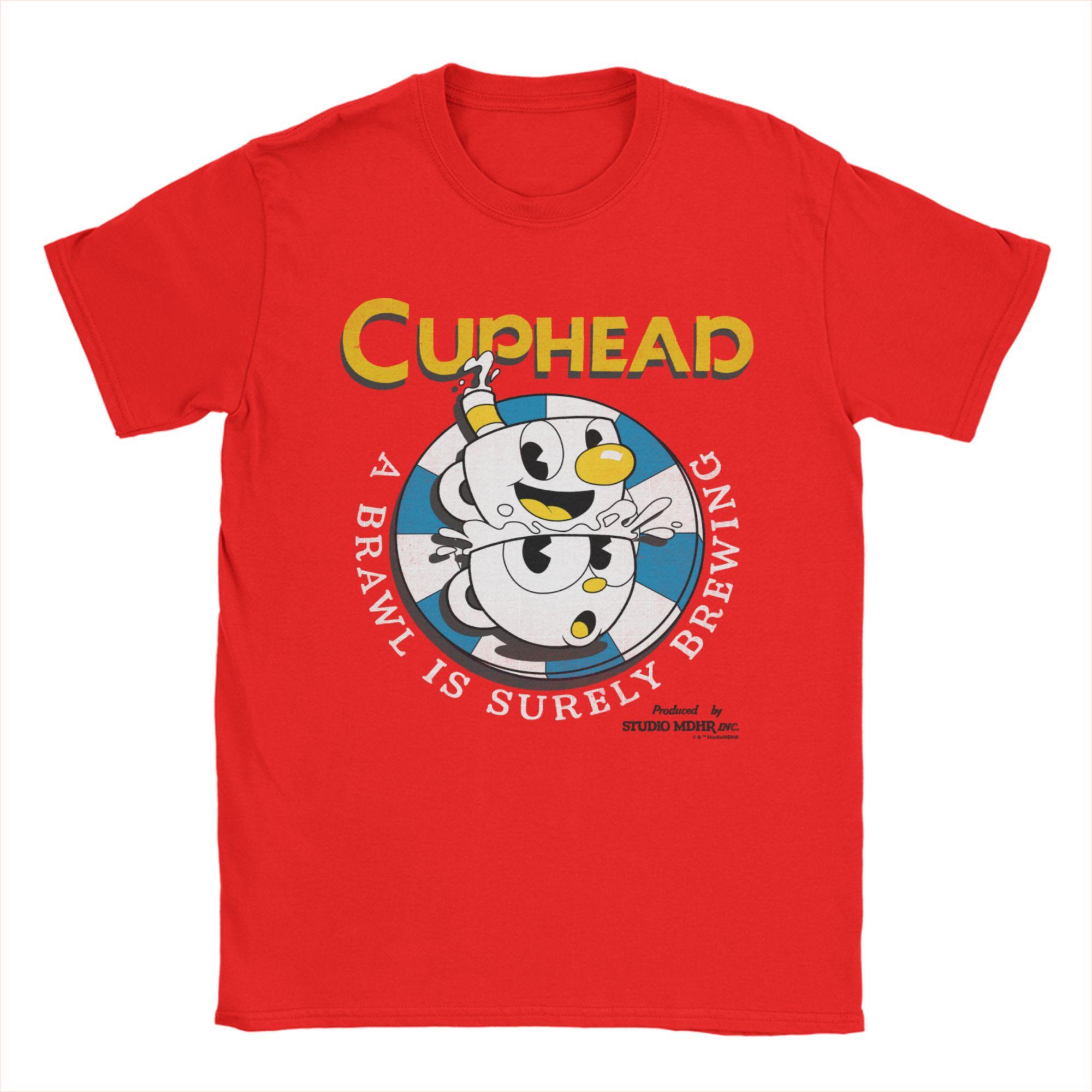 

Cuphead A Brawl is Surely Brewing T Shirt Pure Cotton Clothing Vintage Short Sleeve Round Neck Tees Birthday Present TShirts S