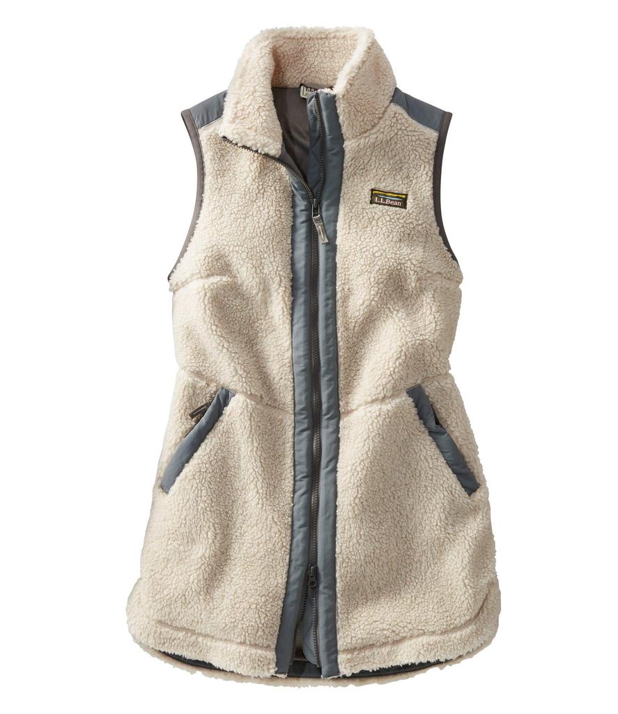 LL Bean Bean Sherpa Fleece Long US 1000106875 Women's Vest, Fit, Petite, XS, Soapstone, Brown,