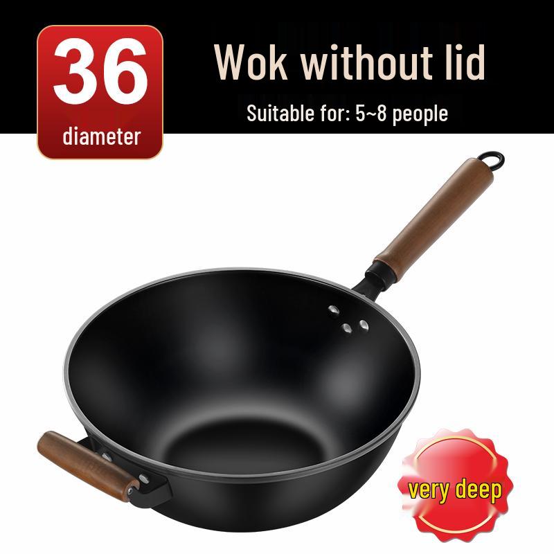 Vintage Non-Stick Cast Iron Skillet Wok for Gas Stove & Induction Cookers