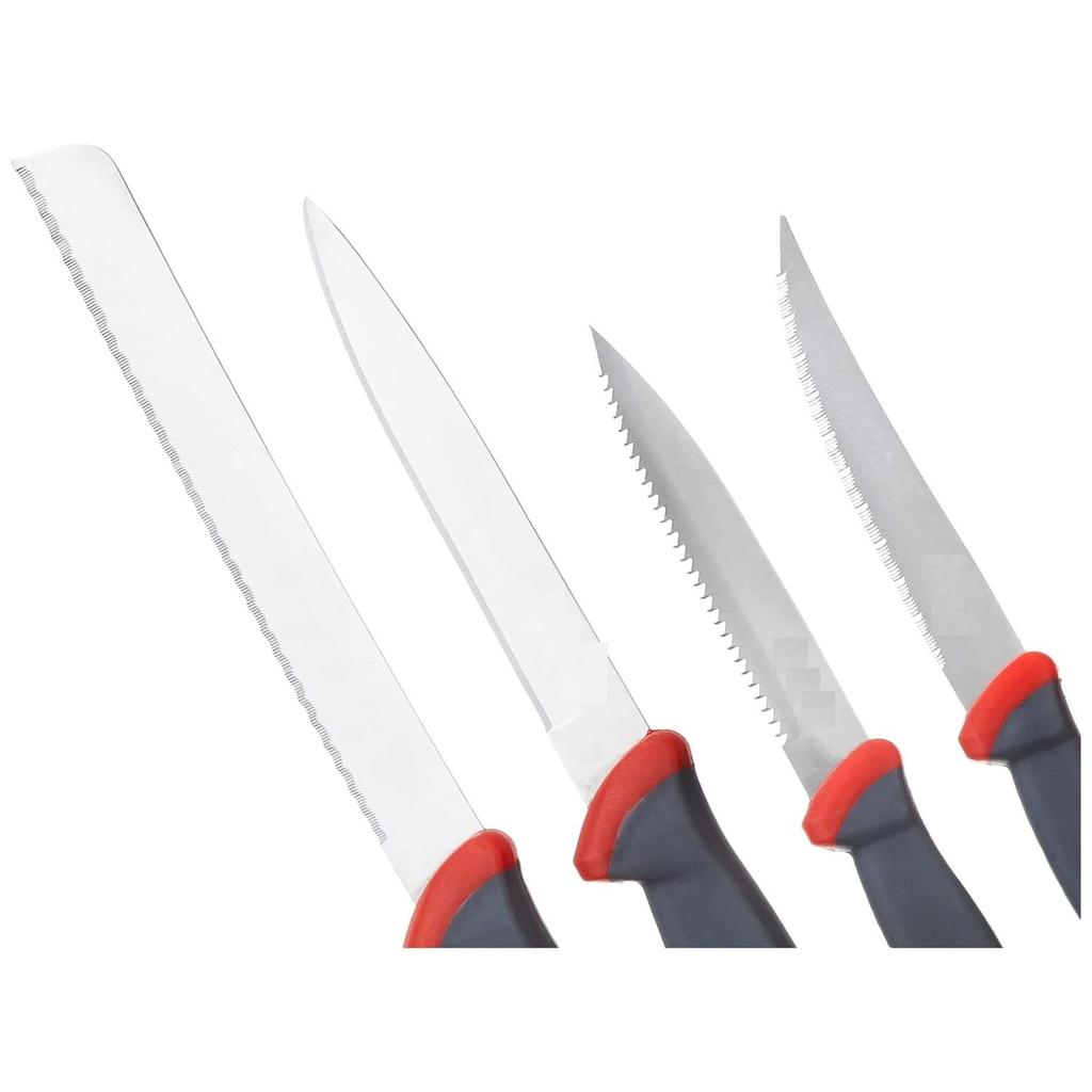Premium High-Carbon Stainless Steel 4 Piece Knife Set | Laser, Plain, Carving and Bread Knife | Ergonomic Handle Design