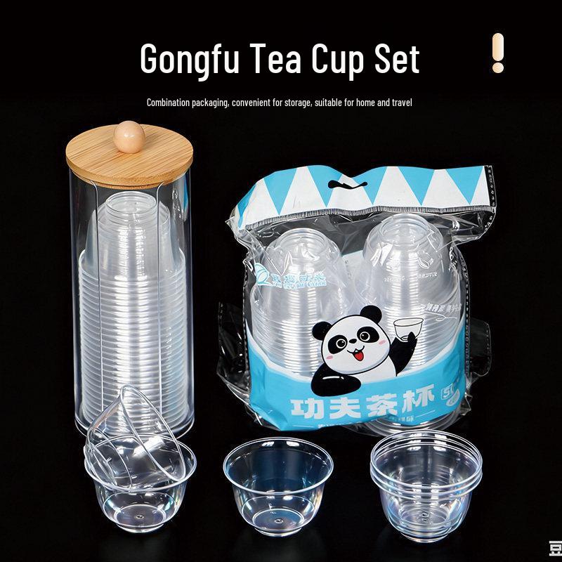 ZISIZ Disposable Transparent Plastic Kung Fu Tea Cup