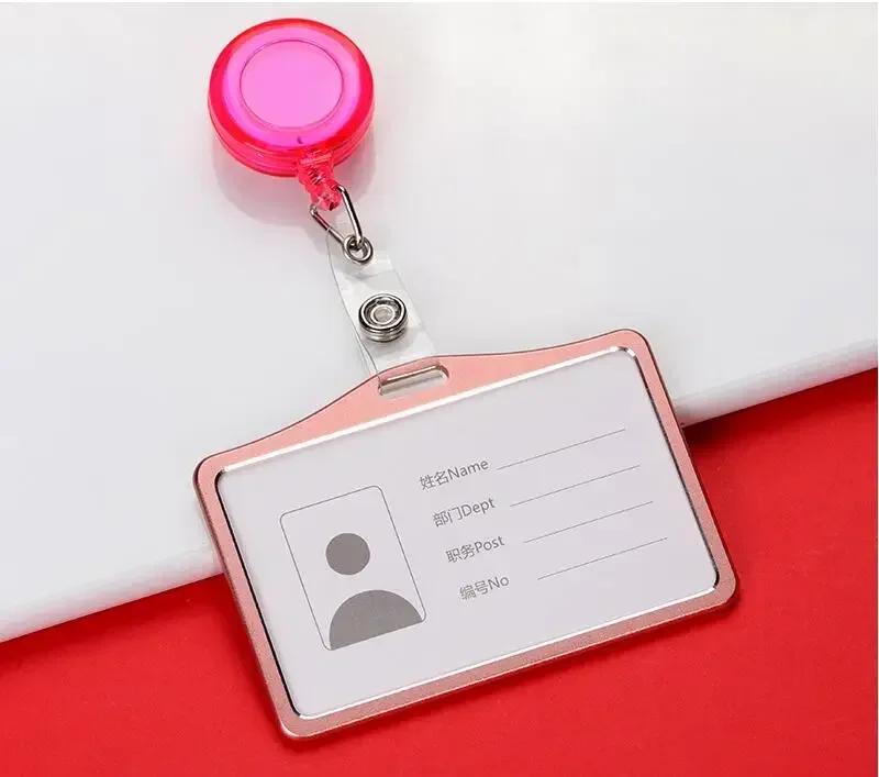 Fashion Card Cover Women Men Aluminum Alloy Work Name Card Holders Business Work Card ID Badge Lanyard Holder Metal Bags Case
