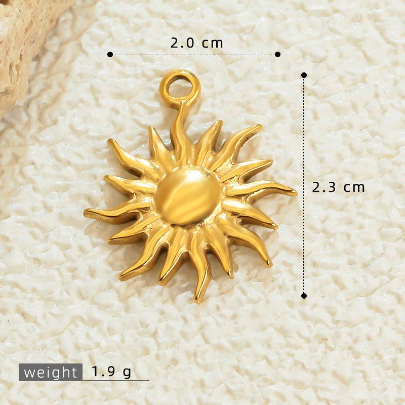Handmade 18K Gold Plated Stainless Steel Sun Star Pendant Necklace.