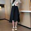 High-Waist Asymmetric A-Line Midi Skirt for Women - Spring/Summer Irregular Half Skirt with Design Sense