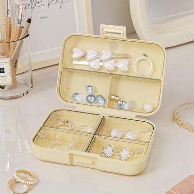 1PC Small Jewelry Storage Box Travel Simple Portable Ring Necklace Earrings Jewelry Grid Storage Box