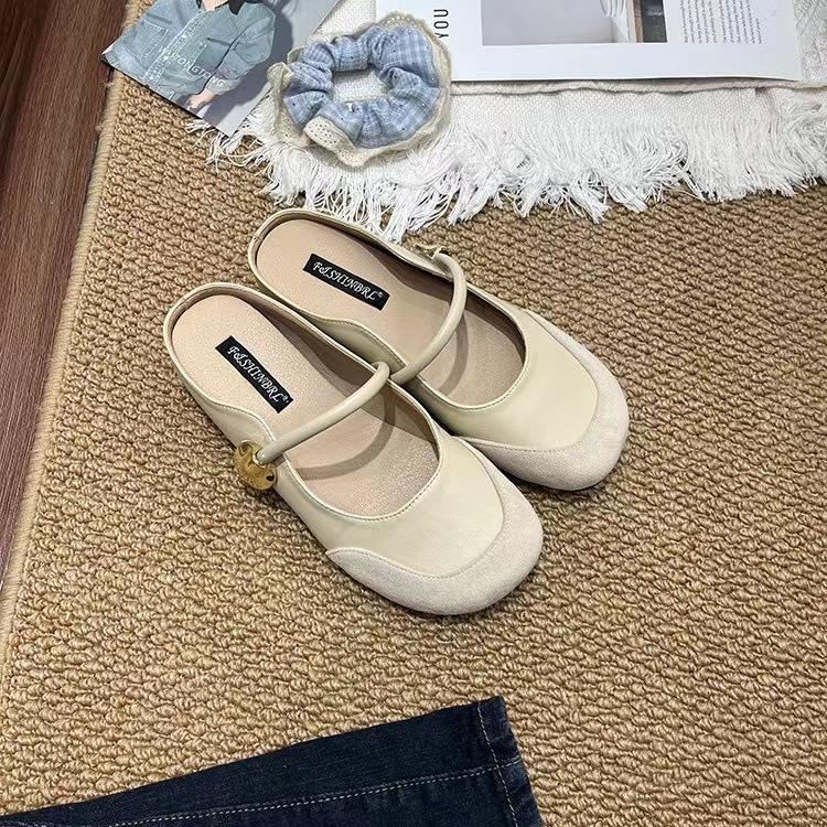French Inner Heightening Bag Head Half Slippers Women'S Summer Outer Wear Casual Versatile One-Pedal Muller Sandals