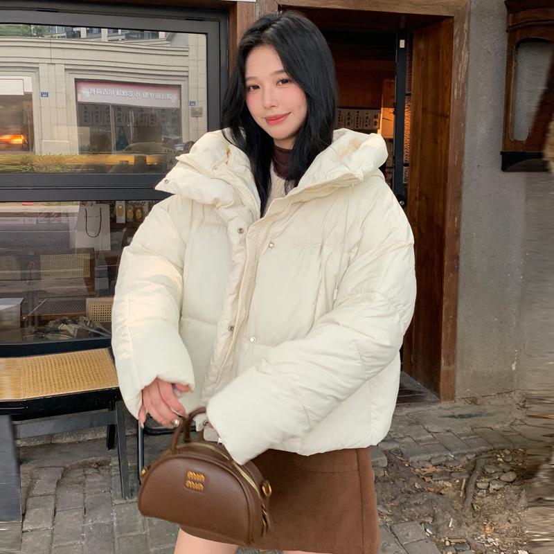 Puff short down cotton jacket women's 2025 winter new Korean Kendou style hooded loose thickened bread jacket