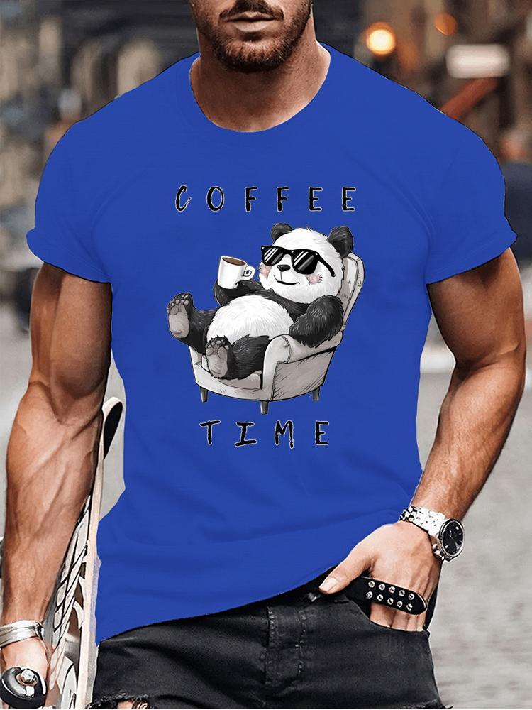 Coffee Chill Panda Enjoying Time T Shirts Men Women Short Sleeve Oversize T Shirt Loose Summer Tee Clothes Casual Fashion Tops