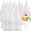 200Pcs Coated White Paper Cone Cups 3.7Oz/4.5Oz Cone Party Tableware Snow Cone Cups Shaved Ice