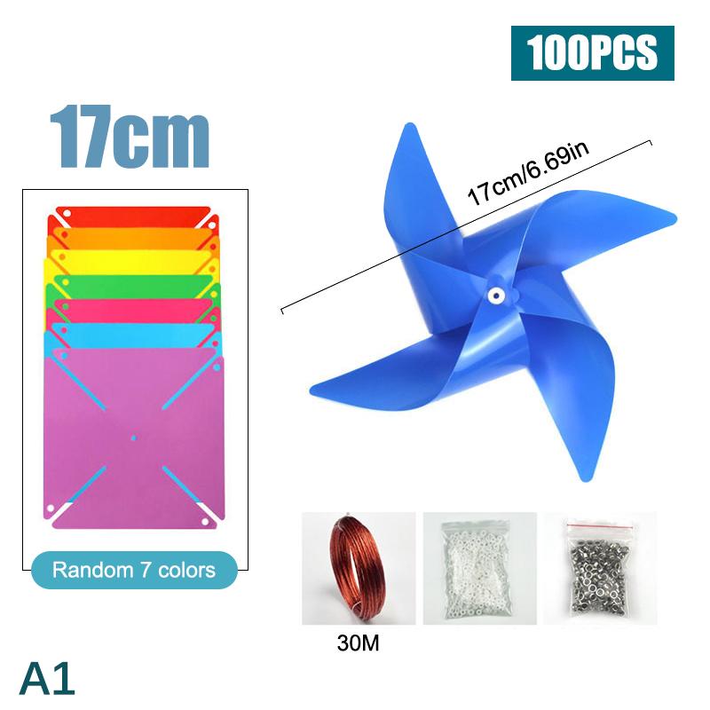 

100Pcs Plastic Pinwheels Fiesta Flag Party Supply Hanging Windmill With 30 Metres Rope Home Garden Indoor Outside Decoration