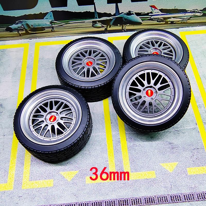 4pcs 1/18 32mm/36mm/42mm Diameter Plastic Wheels Rubber Tires RPF1 RAYS TE37 57CR CE28 BBS ABS Rims for 1:18 Model Car