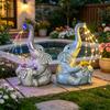 Solare Elefanten-Gartenstatue Niedlicher Harzelefant Bewässerungsleuchte Wasserdichte Outdoor-Lichterkette für Hof Terrasse Rasen Dekoration Geschenk für Elefantenliebhaber