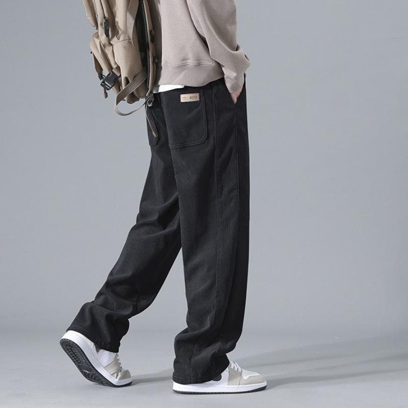 Men's Corduroy Pants: Loose Straight Wide-Leg Sweatpants for Spring & Autumn, Winter Sports Casual Long Trousers