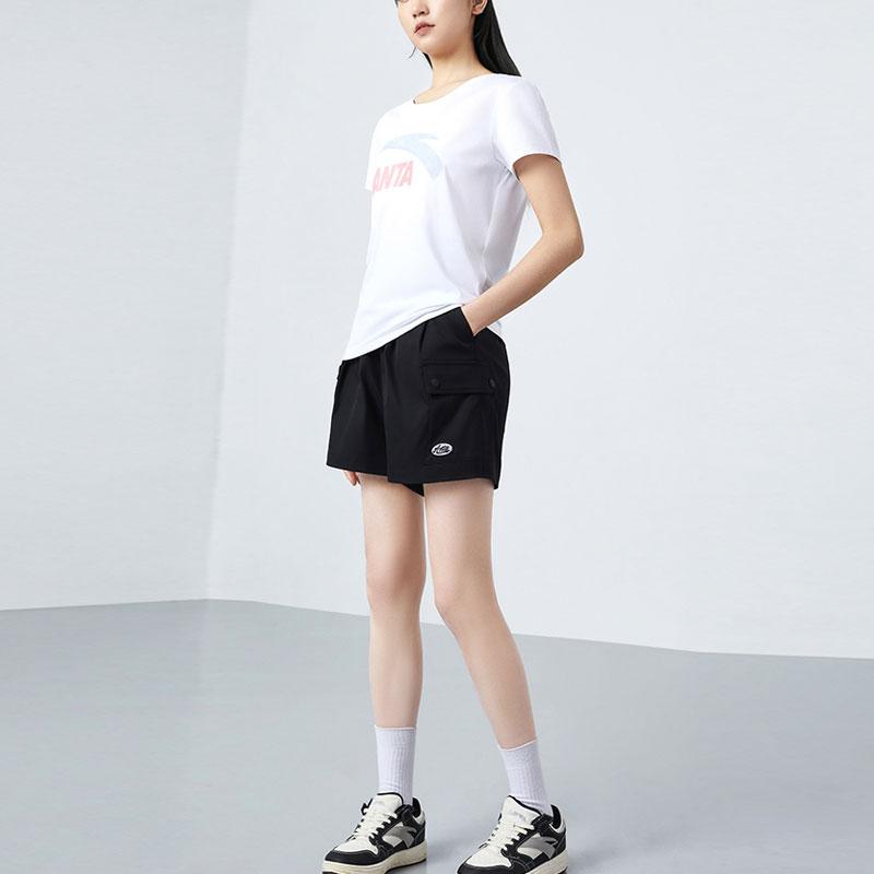 Anta Life Series Logo Print Round Neck Short Sleeve T-Shirt Women Tops Pure-White 962328120-4