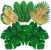 Tropical Plant Decor Set With Artificial Palm Leaves For Hawaii Jungle Party Supplies