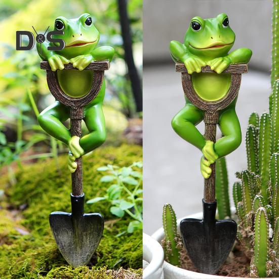 Zwierzęca Statua Ogrodowa Żaba Królik Żółw na Łopacie Ozdoba z Żywicy Wkładka do Doniczki Figurka Zwierzęca do Dekoracji Bonsai Zewnętrzna Rabata Kwiatowa