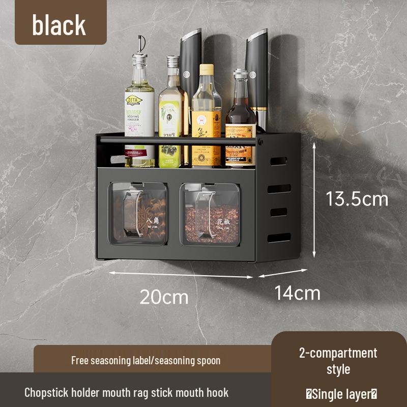 

Punch-Free Wall-Mounted Seasoning Storage Set: Multi-Functional Salt Shaker & Spice Holder